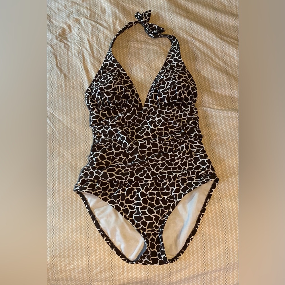 W Swim animal print halter one piece swimsuit